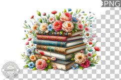 Books Flowers Sublimation- Clipart PNG Design Product Image 1