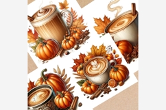 Autumn Pumpkin Spice Coffee Clipart | 13 JPG Files, Fall Product Image 2