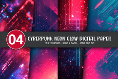 Cyberpunk Neon Glow Digital Paper Product Image 1