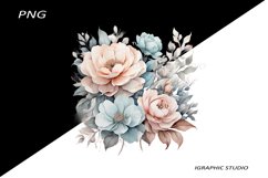 Blue and Rose gold FlowersPNG, Bouquet PNG Product Image 1