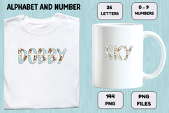 Cute Puppies Alphabet PNG, watercolor Letters &amp; Numbers Product Image 7