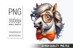 Funny Horse Clipart PNG, Sublimation Horse Design Product Image 1