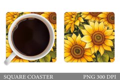 Sunflowers Coaster Sublimation. Sunflowers Square Coaster Product Image 1