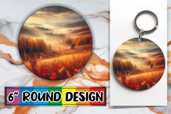 Whimsical Circle Keychain Sublimation PNG, Autumn Product Image 1