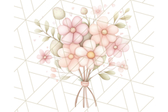 Pastel Pink Easter Bunny Egg and Flowers Clipart PNG Product Image 5
