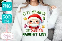 Funny Christmas PNG sublimation, Santa naughty list PNG Product Image 1