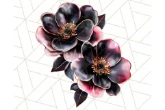 Gothic Floral PNG, Dark Aesthetic Flowers Clipart Print Product Image 3