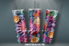 3D Flowers Tumbler wrap| Tumbler Sublimation Design Product Image 3