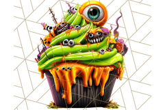 Halloween Cupcake PNG Clipart with Witch Hats and Ghosts Product Image 3