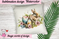 Vintage Watercolor Easter Bunny Clipart PNG, sublimation png Product Image 4