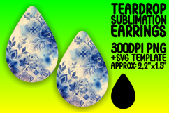 Artistic Teardrop Earrings Sublimation Template , Watercolor Product Image 1
