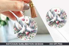 Dove Keychain Sublimation - Valentine Keychain PNG Design Product Image 1