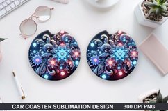 Flowers Car Coaster Sublimation|Christmas Coaster PNG Design Product Image 1
