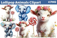 Lollipop Animals Clipart PNG Product Image 1