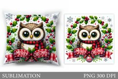 Christmas Owl Pillow Design. Christmas Pillow Sublimation Product Image 1