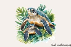 Spring Turtles Garden Clipart PNG Product Image 1