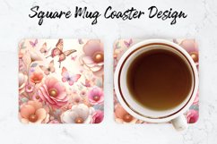 Flowers &amp; Butterfly Mug coaster | Coaster | Sublimation Product Image 1