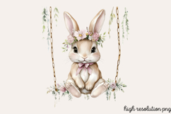 Boho Dusty Blue Easter Clipart PNG Product Image 1