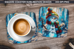 Snowman Coaster Sublimation, Christmas Coaster PNG Design Product Image 1