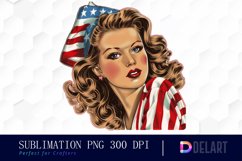 Retro American Mom Watercolor Clipart Product Image 1