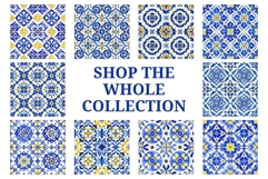4 Portuguese Tiles Azulejos Seamless Pattern Digital Papers Product Image 5