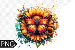 Butterfly and Sunflower Sublimation - Clipart PNG Design Product Image 1