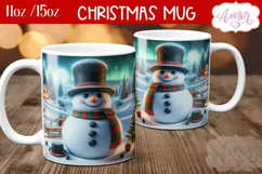 Christmas snowman mug sublimation wrap PNG 11oz 15oz Product Image 1