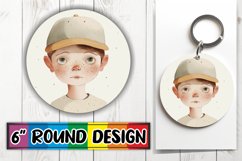 Cheerful Boho Kids Keychain Print Sublimation PNG Round Product Image 1