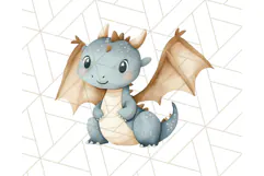 Watercolor Baby Dragon Clipart, Cute Nursery Fantasy PNG Product Image 5