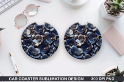 Flowers Car Coaster Sublimation| Flowers Coaster PNG Design Product Image 1