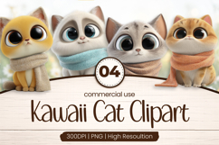 Cozy Scarf Kittens Clipart Sublimation PNG Product Image 1