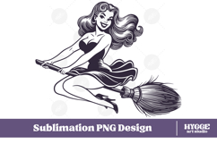 Vintage Funny Sarcastic Pin-Up Halloween Witch PNG DTF Product Image 1