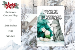 Merry Christmas Garden Flag Design, Winter Wolf Sublimation Product Image 1