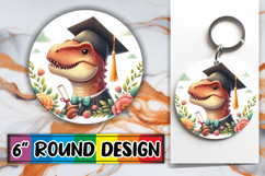 Sweet Circle Keychain Design PNG, Dino Product Image 1