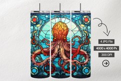 Octopus Stained Glass Square Coaster - 4 Variation Product Image 1