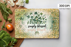 Simply Blessed Shamrock Floral Cutting Board PNG Sublimation Product Image 1