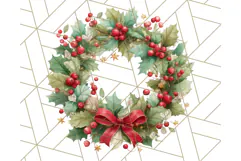 Christmas Wreath Clipart, Holiday Greenery PNG Illustrations Product Image 3