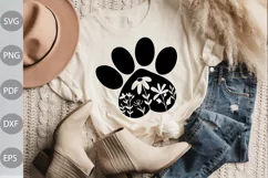Dog Paw with Wildflowers SVG Cut Files - Dog Mom SVG Design Product Image 1