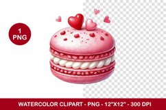 valentine png watercolor clipart - macarons Product Image 1