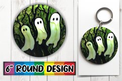 Enigmatic Stained Glass Halloween Round Design Keychain Product Image 1