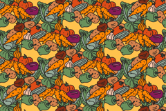 Botanical colorful vegetables seamless pattern vector Product Image 1