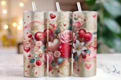 Flowers &amp; Hearts Valentine's Day Tumbler Wrap Sublimation Product Image 1