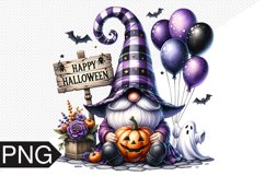 Halloween Gnome Sublimation, Gnome Clipart PNG Product Image 1