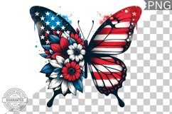 4Th Of July Flora Butterfly - Sublimation 4th of July PNG Product Image 1