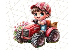 Kids Farm Clipart, Cute Farmer and Farm Animal PNG Product Image 4