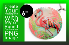 Fun Round Design Keychain Template , Flamingo Product Image 1