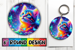Cozy Keychain Round Design PNG, Cat Product Image 1
