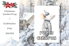 Cartoon Christmas Mouse Garden Flag, Winter Sublimation Product Image 1