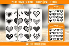 3D Cute Heart Tumbler Wrap Designs, Sublimation Wrap Product Image 1