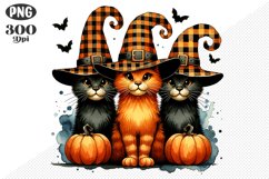 Halloween Cat And Pumpkin Sublimation - Clipart PNG Design Product Image 1
